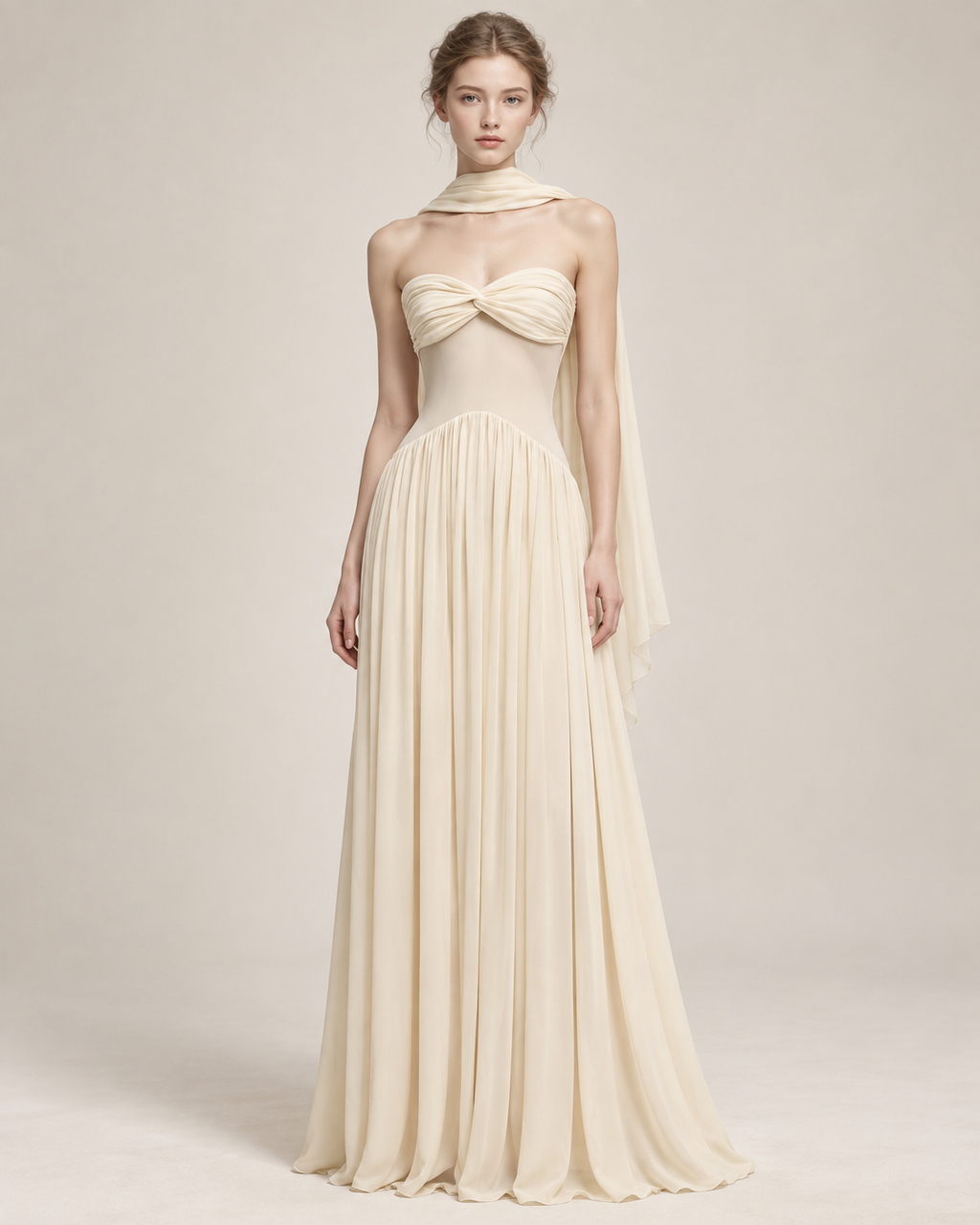 Grecian Pleated Evening Gown