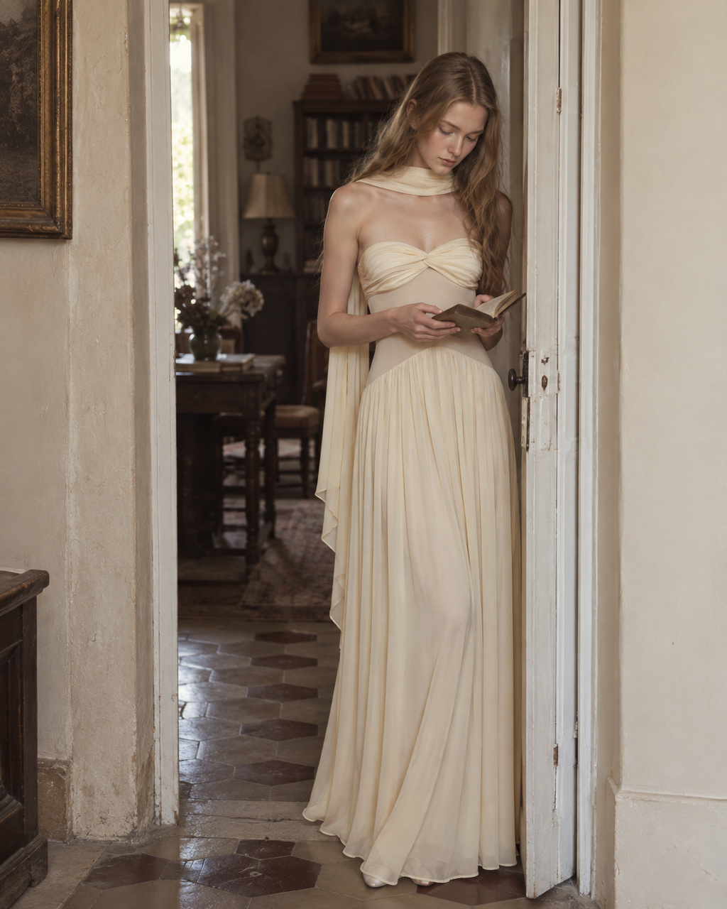 Grecian Pleated Evening Gown