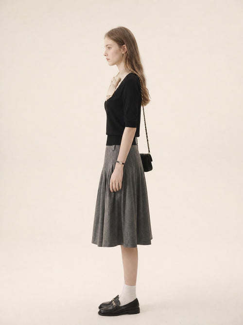 French Chic 2-in-1 Bow Tie Knit Top
