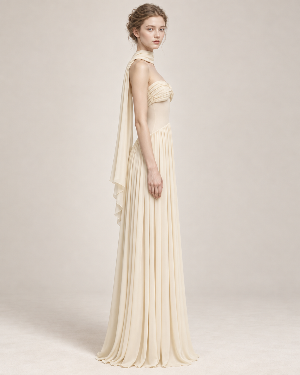 Grecian Pleated Evening Gown